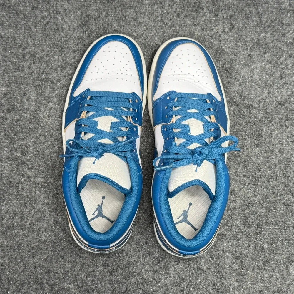 Jordan 1 Low Shoes Men's 9 Industrial Blue White Retro Athletic‎ Sneakers